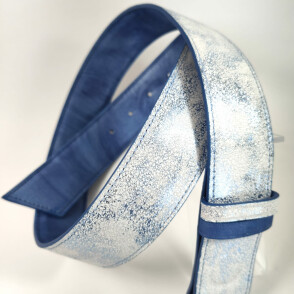 Ceinture reversible femme Bleu / Marbré bleu